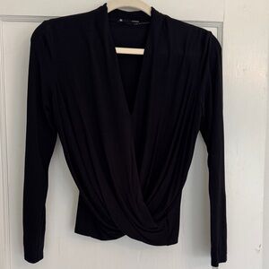 Chic Black Long Sleeve Wrap Top